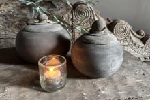 Set van 2 houten potjes